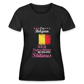 Belgian gift funny saying Belgium - Women's Functional T-Shirt - black - Front - AI Model Female 172 light (172cm)