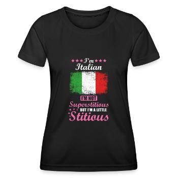 Italian Gift funny saying Italy - Women's Functional T-Shirt - black - Front - AI Model Female 172 light (172cm)
