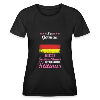 Deutsche Geschenk lustiger Spruch Deutschland - Frauen Funktions-T-Shirt - Schwarz - Vorne - AI Model Female 172 light (172cm)