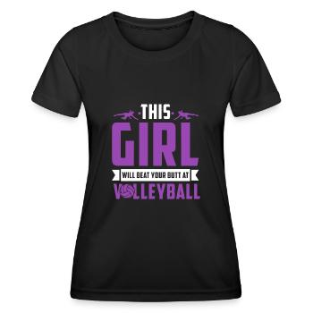 Beach Volley Frauen Volleyball Sport Geschenk - Frauen Funktions-T-Shirt - Schwarz - Vorne - AI Model Female 172 light (172cm)
