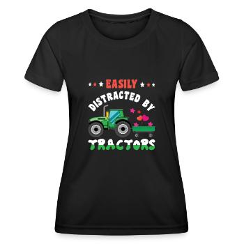 Farm Farmer Rancher Easily Distracted Tractor - Women's Functional T-Shirt - black - Front - AI Model Female 172 light (172cm)
