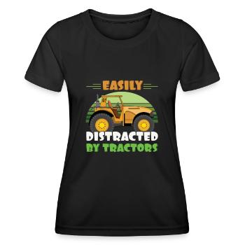 Farm Farmer Rancher Easily Distracted By Tractor - Women's Functional T-Shirt - black - Front - AI Model Female 172 light (172cm)