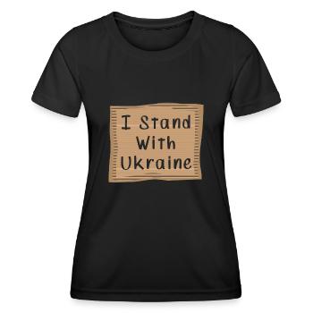 I stand with Ukraine - Frauen Funktions-T-Shirt - Schwarz - Vorne - AI Model Female 172 light (172cm)