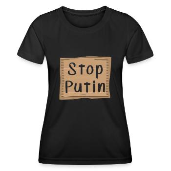 Stop Putin - Frauen Funktions-T-Shirt - Schwarz - Vorne - AI Model Female 172 light (172cm)