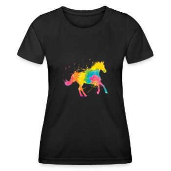 Reitsport Kunst Reiterin Reitsport - Frauen Funktions-T-Shirt - Schwarz - Vorne - AI Model Female 172 light (172cm)