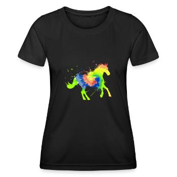 Reitsport Kunst Reiterin Reitsport - Frauen Funktions-T-Shirt - Schwarz - Vorne - AI Model Female 172 light (172cm)
