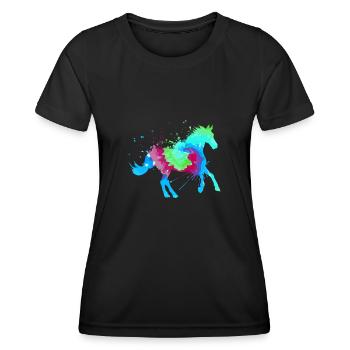 Reitsport Kunst Reiterin Reitsport - Frauen Funktions-T-Shirt - Schwarz - Vorne - AI Model Female 172 light (172cm)
