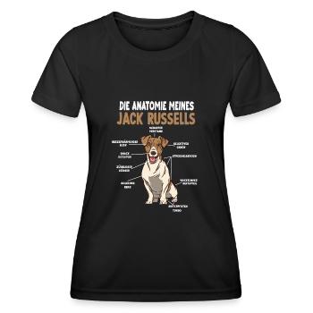 Jack Russell Anatomie lustiges Hundehalter Gassi - Frauen Funktions-T-Shirt - Schwarz - Vorne - AI Model Female 172 light (172cm)