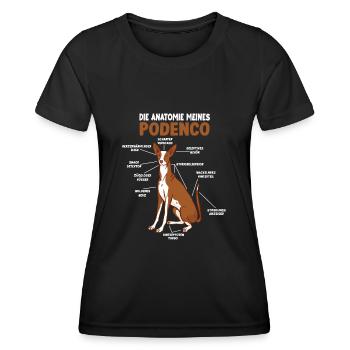 Podenco Anatomie lustiges Hundehalter Gassi - Frauen Funktions-T-Shirt - Schwarz - Vorne - AI Model Female 172 light (172cm)
