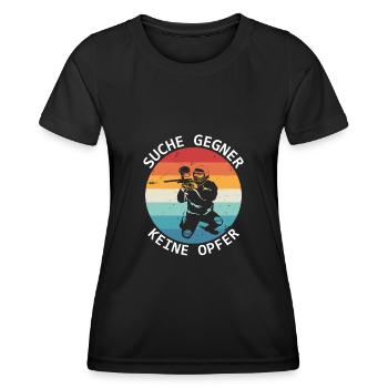 Paintball Rechercher des adversaires sans victimes - T-shirt sport Femme - noir - Devant - AI Model Female 172 light (172cm)