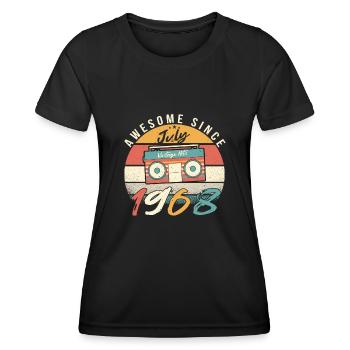 Retro Rekorder 1968 Juli - Frauen Funktions-T-Shirt - Schwarz - Vorne - AI Model Female 172 light (172cm)