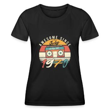 Retro Rekorder 1970 Juli - Frauen Funktions-T-Shirt - Schwarz - Vorne - AI Model Female 172 light (172cm)