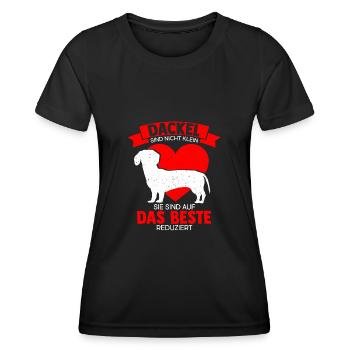 Dackel sind auf das Beste Reduziert Dackel Geschen - Frauen Funktions-T-Shirt - Schwarz - Vorne - AI Model Female 172 light (172cm)