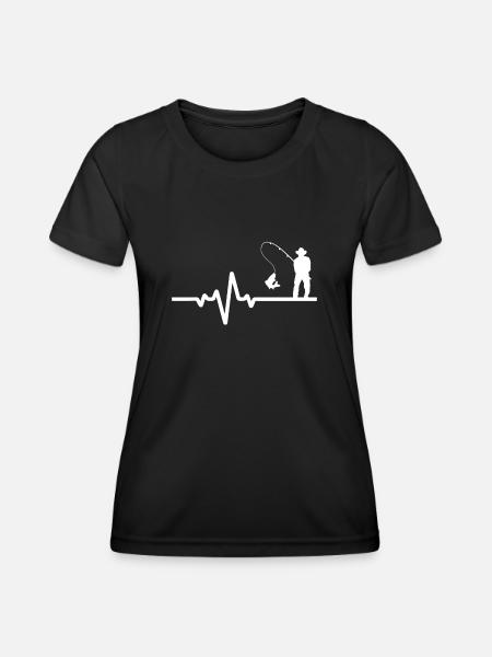 Pêcheur amateur avec ligne ECG - T-shirt sport Femme - noir