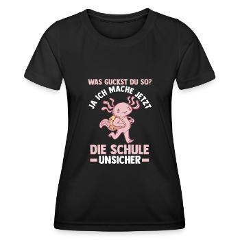 Schulkind Axolotl Schüler Schulanfang Einschulung - Frauen Funktions-T-Shirt - Schwarz - Vorne - AI Model Female 172 light (172cm)