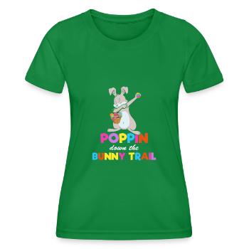 Poppin Down The Rabbit Trail Dabbing Rabbit - Frauen Funktions-T-Shirt - Kelly Green - Vorne - AI Model Female 172 dark (172cm)