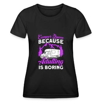 Camping camping en plein air Camping Camping - T-shirt sport Femme - noir - Devant - AI Model Female 172 light (172cm)