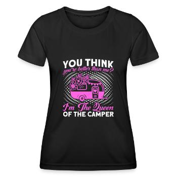 Camping camping en plein air Camping Camping - T-shirt sport Femme - noir - Devant - AI Model Female 172 light (172cm)