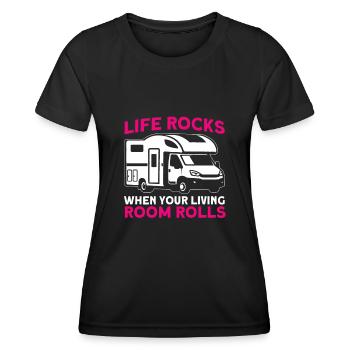 Camping camping en plein air Camping Camping - T-shirt sport Femme - noir - Devant - AI Model Female 172 light (172cm)