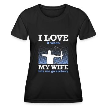 Husband Archer Papa Archery - Women's Functional T-Shirt - black - Front - AI Model Female 172 light (172cm)