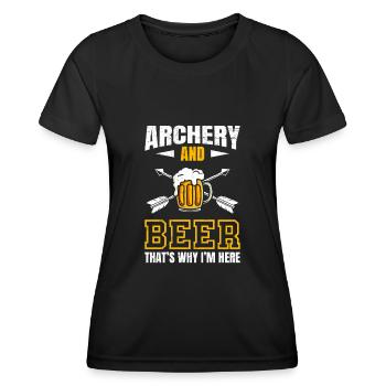 Archery and beer daruim I am here - Women's Functional T-Shirt - black - Front - AI Model Female 172 light (172cm)