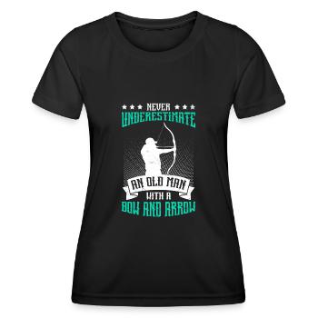 Ne sous-estimez jamais le vieil homme avec un arc et une flèche - T-shirt sport Femme - noir - Devant - AI Model Female 172 light (172cm)