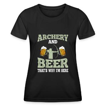 Bogenschießen und Bier Männer - Frauen Funktions-T-Shirt - Schwarz - Vorne - AI Model Female 172 light (172cm)