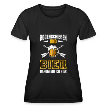Bogenschießen und Bier daruim bin ich hier - Frauen Funktions-T-Shirt - Schwarz - Vorne - AI Model Female 172 light (172cm)