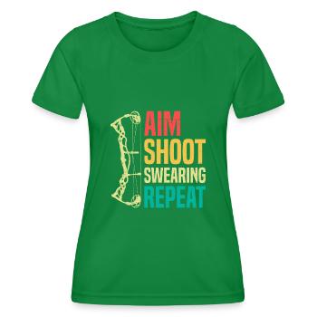 Aim Solve Swearing Again Archery - Women's Functional T-Shirt - kelly green - Front - AI Model Female 172 dark (172cm)