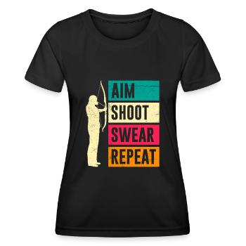 Aim Solve Swearing Again Archery - Women's Functional T-Shirt - black - Front - AI Model Female 172 light (172cm)