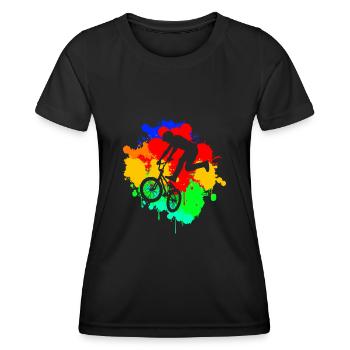 BMX cooles Retro Fan Geschenk Motiv für Junge Mädc - Frauen Funktions-T-Shirt - Schwarz - Vorne - AI Model Female 172 light (172cm)
