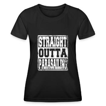 Parachute ascensionnel en disant drôle - T-shirt sport Femme - noir - Devant - AI Model Female 172 light (172cm)