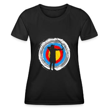 Tir à l’arc Cible Archer - T-shirt sport Femme - noir - Devant - AI Model Female 172 light (172cm)