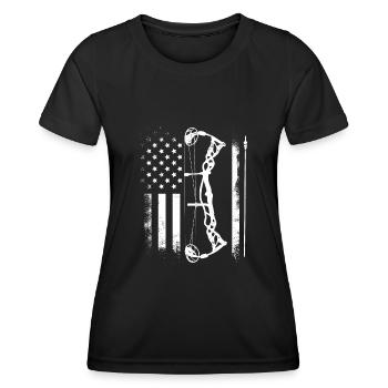 USA Bogenschießen US Flagge Bogenschütze - Frauen Funktions-T-Shirt - Schwarz - Vorne - AI Model Female 172 light (172cm)