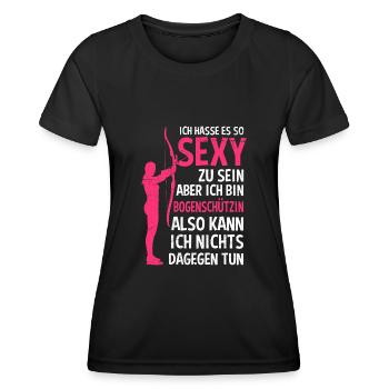 Sexy Bogenschützin Bogenschießen Damen - Frauen Funktions-T-Shirt - Schwarz - Vorne - AI Model Female 172 light (172cm)