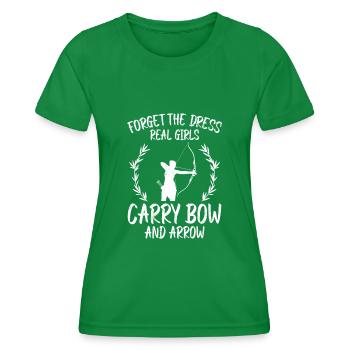 Les vraies filles portent du tir à l’arc et des flèches - T-shirt sport Femme - vert - Devant - AI Model Female 172 dark (172cm)