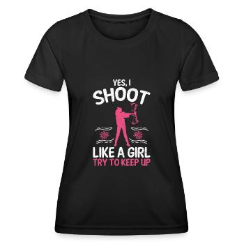 Yes I shoot like a girl archer - Women's Functional T-Shirt - black - Front - AI Model Female 172 light (172cm)