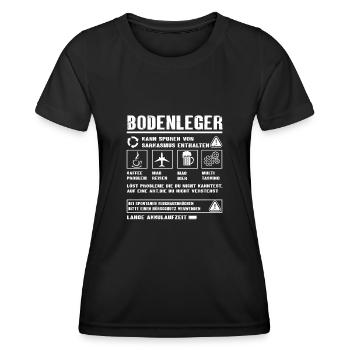 BODENLEGER Spruch Beruf Sarkasmus Lustig Humor - Frauen Funktions-T-Shirt - Schwarz - Vorne - AI Model Female 172 light (172cm)