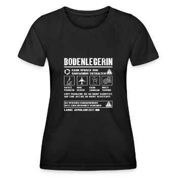 BODENLEGERIN Spruch Beruf Sarkasmus Lustig Humor - Frauen Funktions-T-Shirt - Schwarz - Vorne - AI Model Female 172 light (172cm)