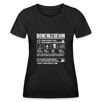 BODENLEGERIN Spruch Beruf Sarkasmus Lustig Humor - Frauen Funktions-T-Shirt - Schwarz - Vorne - AI Model Female 172 light (172cm)