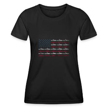 Vintage Submarine American Flag 4th of July Navy - Women's Functional T-Shirt - black - Front - AI Model Female 172 light (172cm)