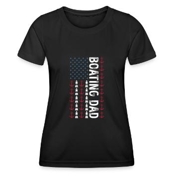 4th of July Boating Dad American Flag Sailor - Women's Functional T-Shirt - black - Front - AI Model Female 172 light (172cm)