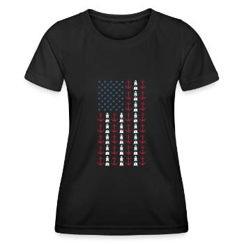 Boating American Flag 4th of July Merica USA - Women's Functional T-Shirt - black - Front - AI Model Female 172 light (172cm)