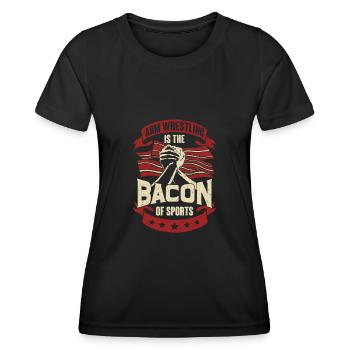 Armwrestling Bacon Armwrestler Geschenk - Frauen Funktions-T-Shirt - Schwarz - Vorne - AI Model Female 172 light (172cm)