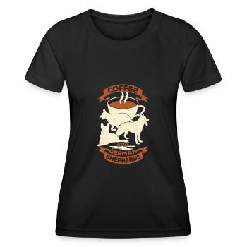 Berger allemand Café Chien Propriétaire Cadeau - T-shirt sport Femme - noir - Devant - AI Model Female 172 light (172cm)
