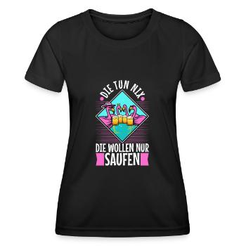 Die tun nix die wollen nur saufen - Frauen Funktions-T-Shirt - Schwarz - Vorne - AI Model Female 172 light (172cm)