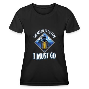 L’océan appelle et je dois y aller, plongée sous-marine - T-shirt sport Femme - noir - Devant - AI Model Female 172 light (172cm)