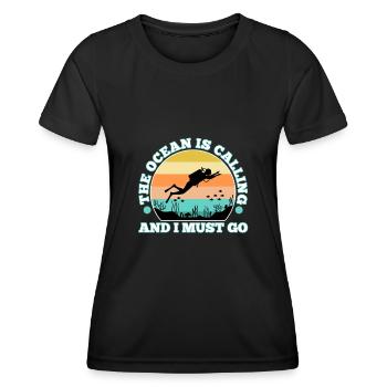 L’océan m’appelle et je dois y aller - T-shirt sport Femme - noir - Devant - AI Model Female 172 light (172cm)