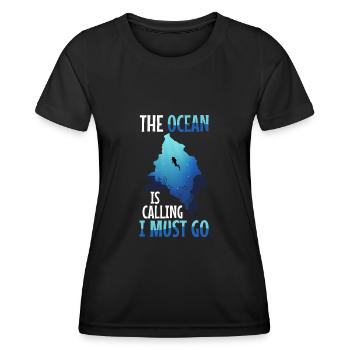 L’océan m’appelle et je dois y aller - T-shirt sport Femme - noir - Devant - AI Model Female 172 light (172cm)