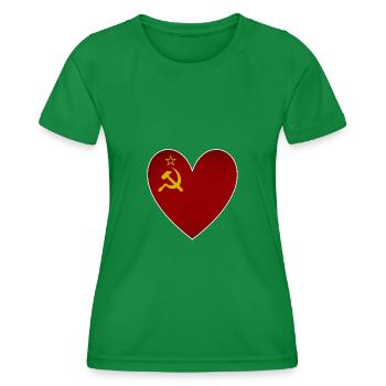 Soviet Union Flag Heart Russia - Women's Functional T-Shirt - kelly green - Front - AI Model Female 172 dark (172cm)